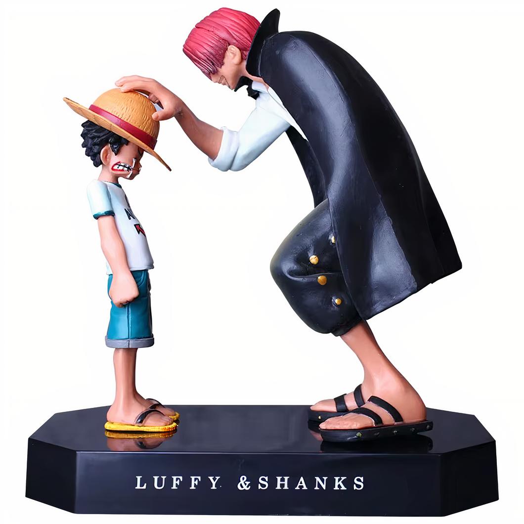 Statuette Luffy Shanks one piece fond blanc