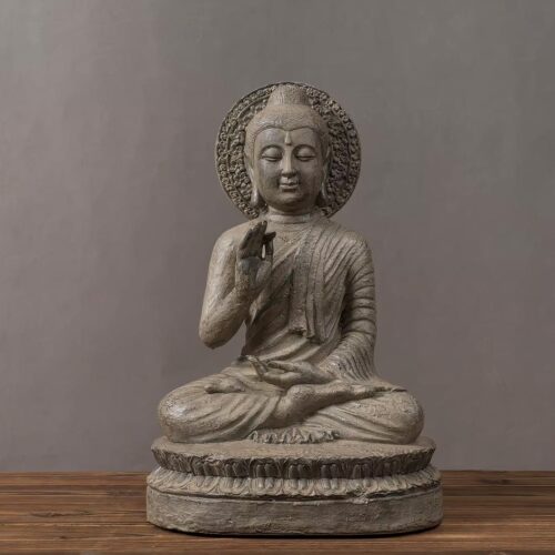 Statuette Bouddha assise en tailleur sur socle