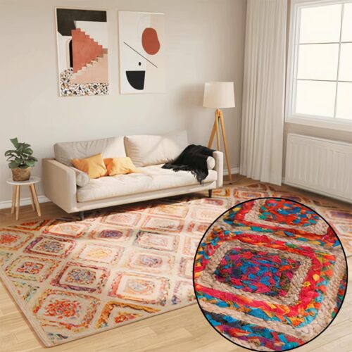 Grand tapis brodé style marocain pour salle à manger