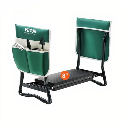 Tabouret de jardin vert sur fond blanc.