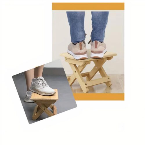 Tabouret pliable avec personnes l'utilisant.