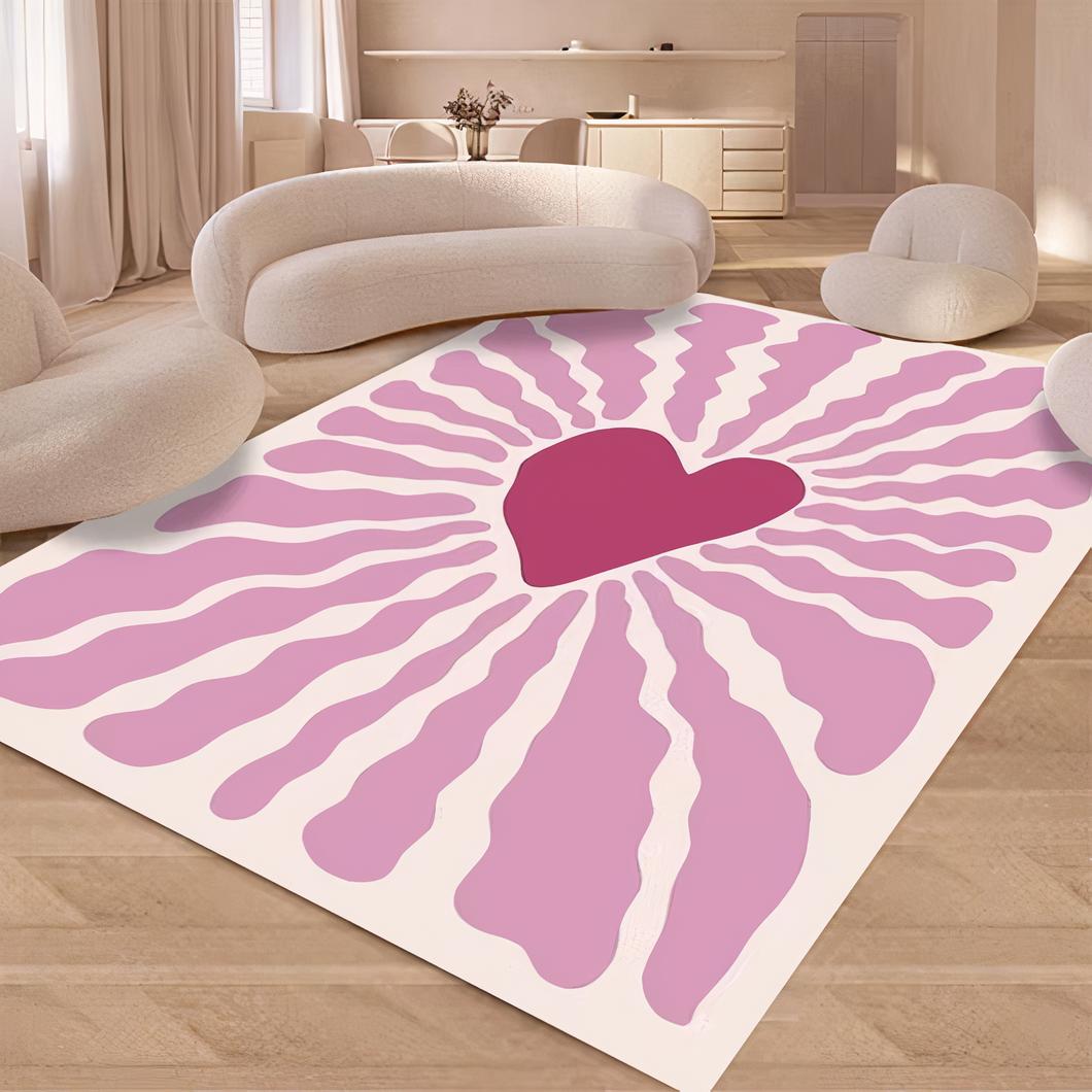 Tapis coloré coeur rose