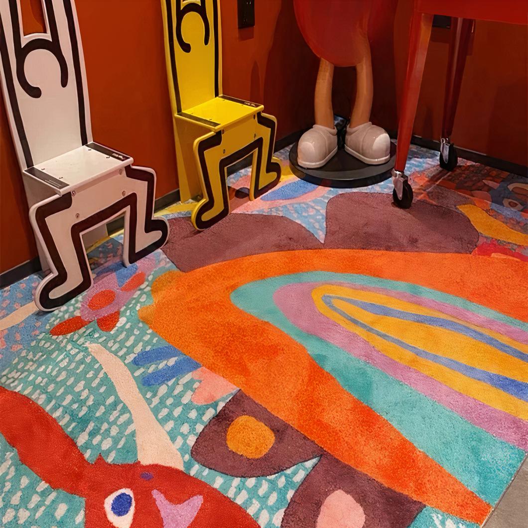 Tapis coloré motifs modernes pour salon