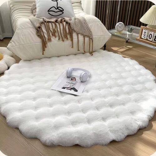 Tapis rond fourrure tout doux