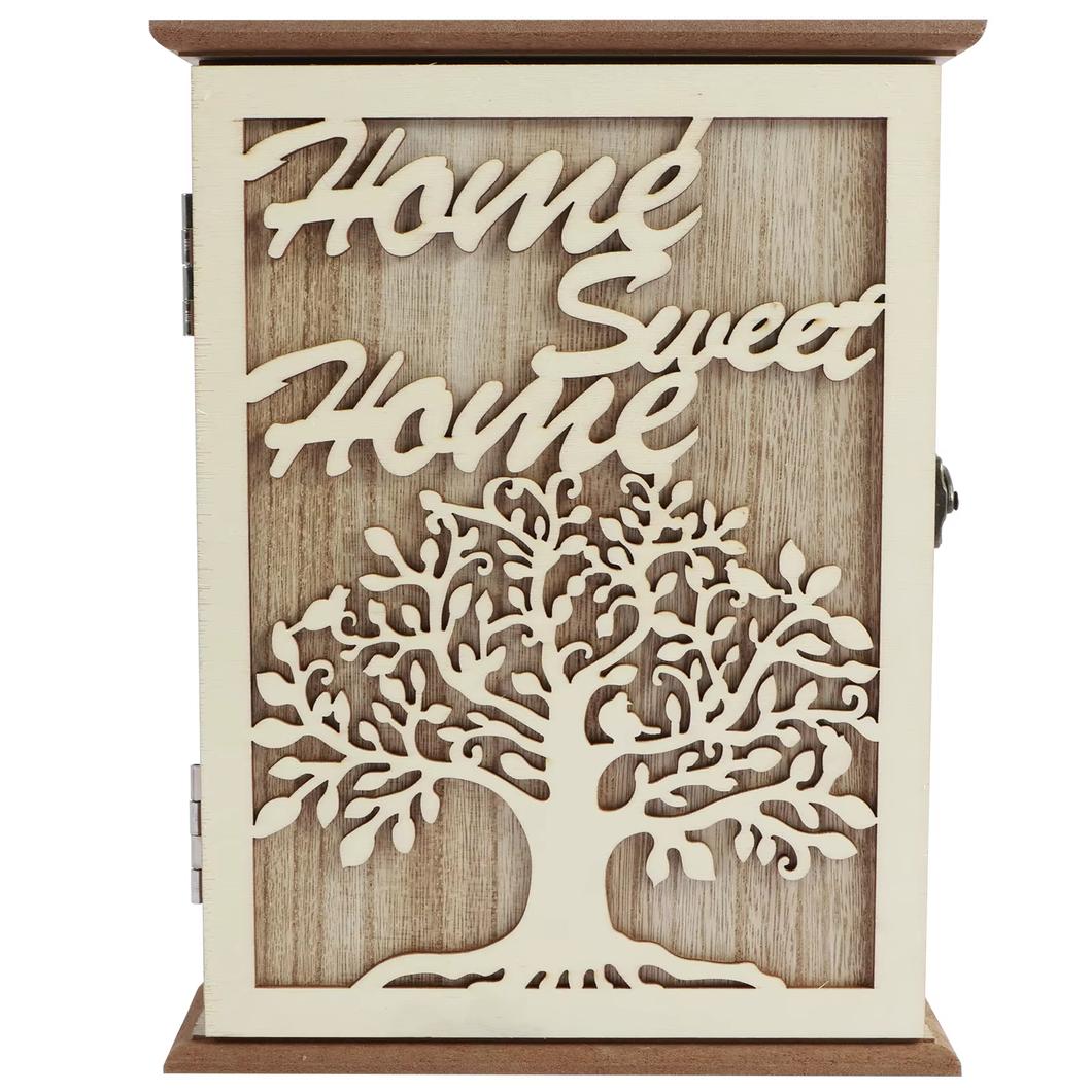Boite à clé murale en bois home sweet home