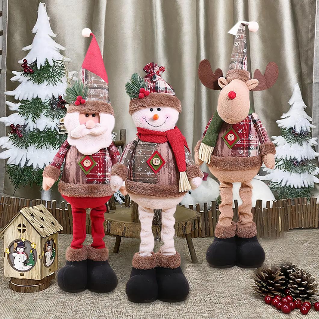 3 personnages en peluche déco de Noël