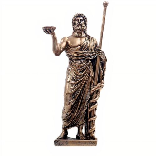 Zeus sur fond blanc, statuette effet bronze