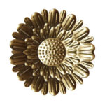Decoration murale metal dore fleur