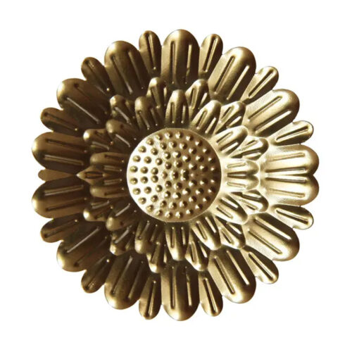 Decoration murale metal dore fleur